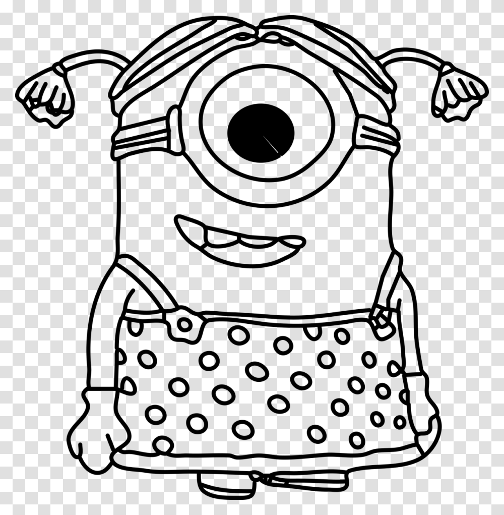 Minion Big Eye Girl Coloring, Bag, Backpack, Texture, Stencil Transparent Png