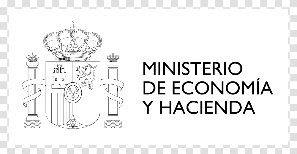 Ministerio De Economia Y Hacienda Logo Black And White Government Of Spain, Drawing, Architecture Transparent Png