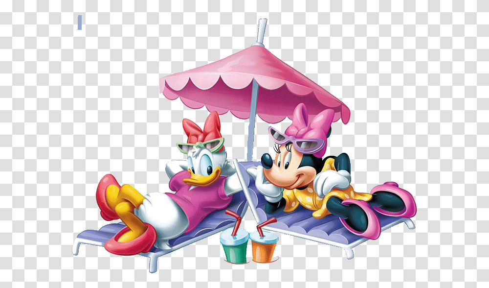 Minnie Mouse And Daisy Duck Disney Daisy Beach Clipart Minnie Mouse Daisy Clipart, Birthday Cake, Dessert, Food, Amusement Park Transparent Png