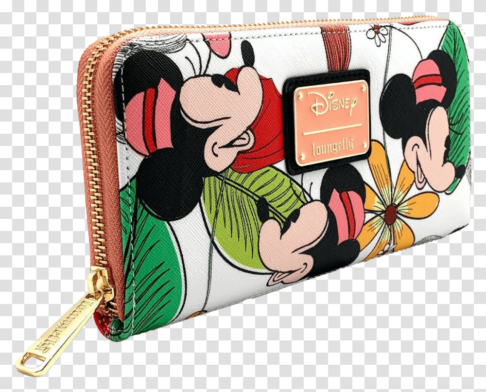 Minnie Mouse Floral 8 Faux Leather Zip Around Wallet Wallet, Accessories, Accessory, Handbag, Pencil Box Transparent Png