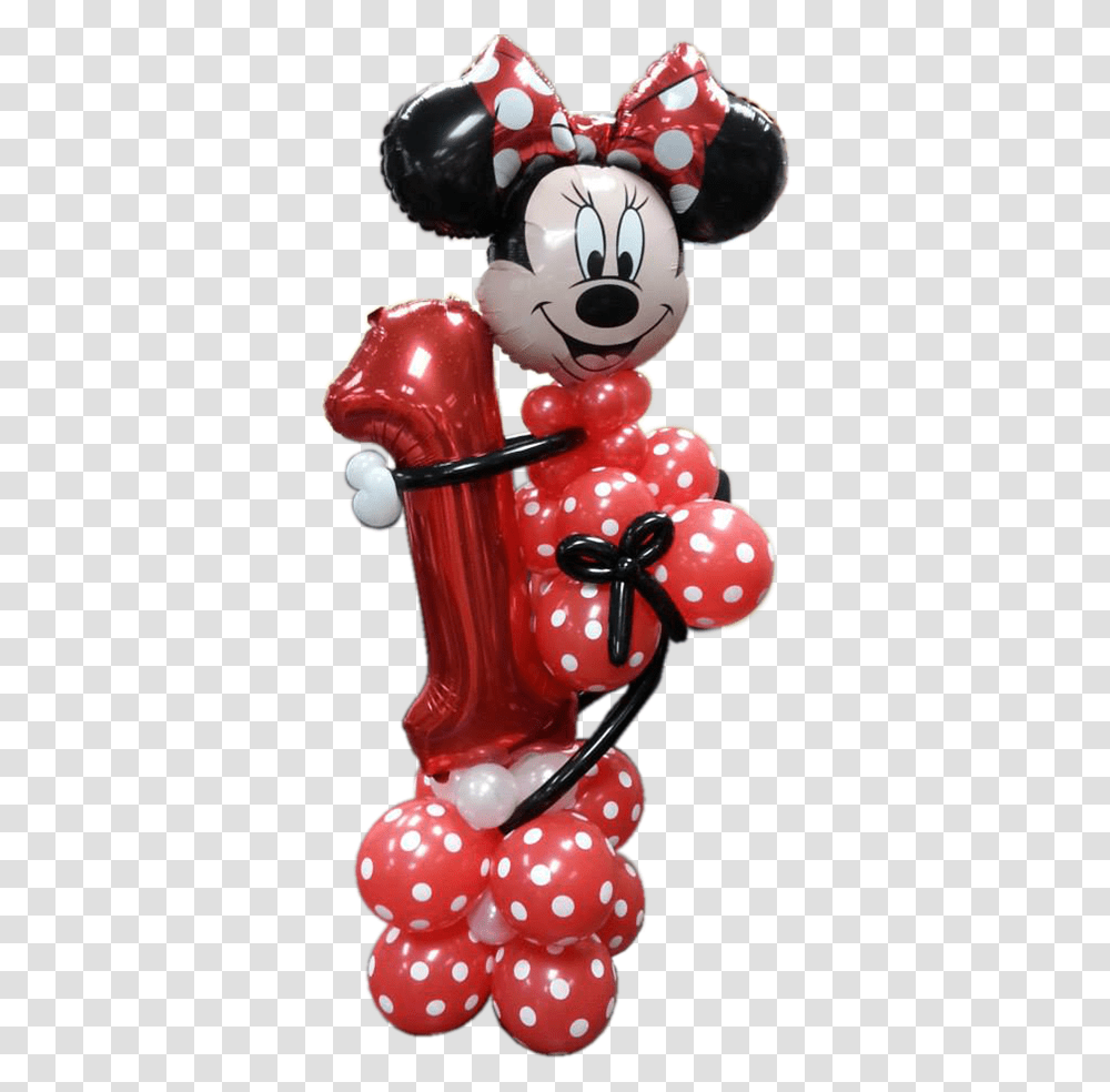 Minnie Mouse Holding Number Minnie Mouse Number 1 Balloon, Toy, Inflatable, Figurine, Food Transparent Png