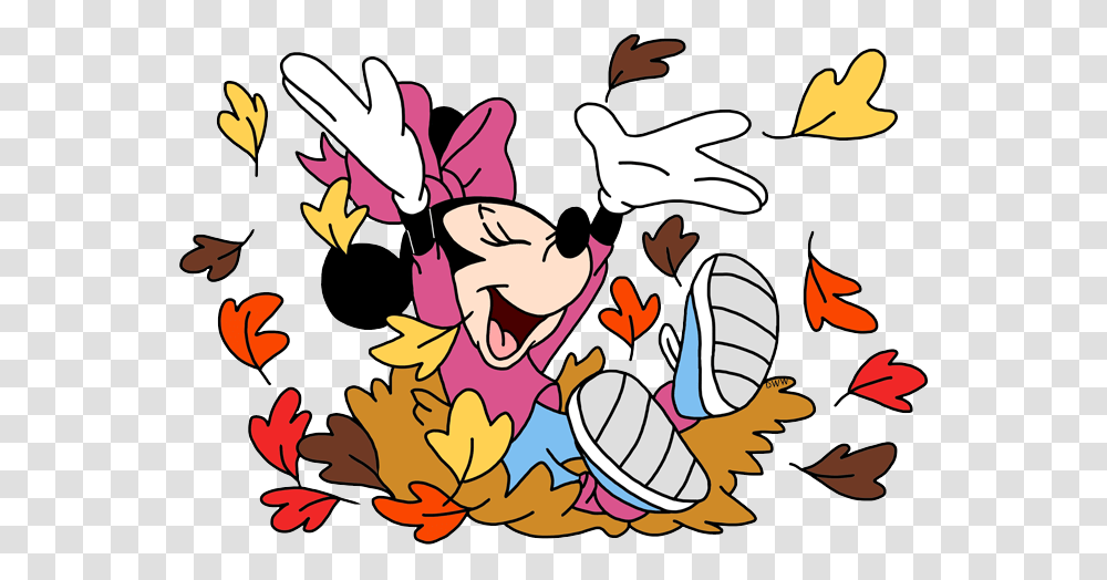 Minnie Mouse Jumping In A Pile Of Fall Leaves Clip Art Minnie, Doodle, Drawing, Floral Design Transparent Png