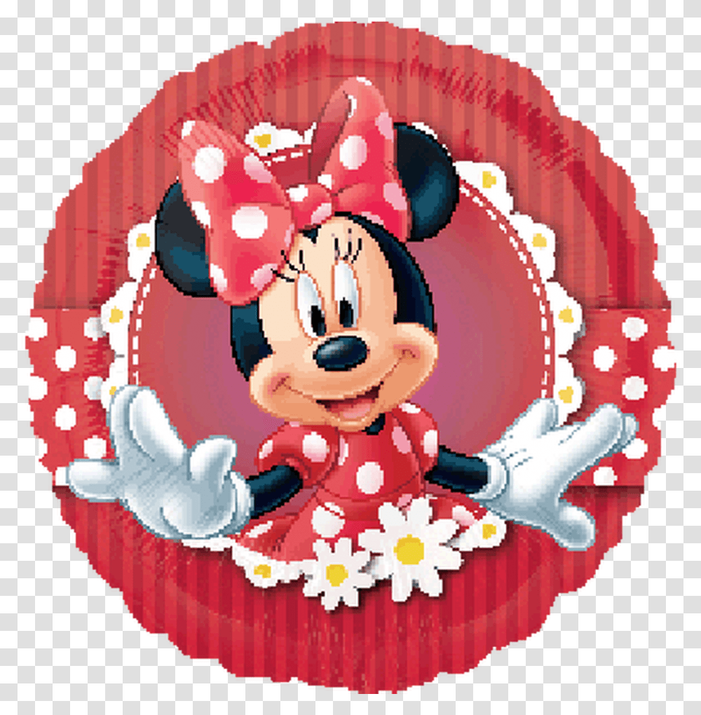 Minnie Mouse Red Foil Round Balloon 45cm Minnie Mouse Foil Balloon, Dessert, Food, Cake, Cream Transparent Png