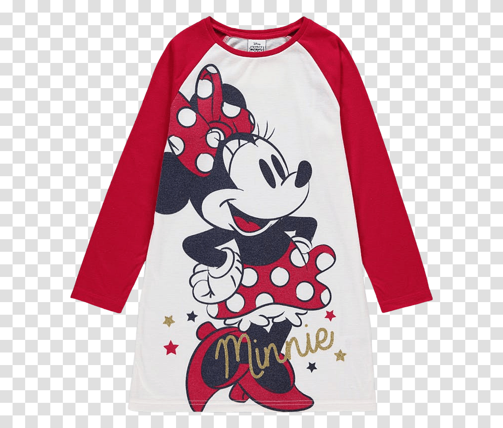 Minnie Mouse Redwhite NightieClass Cartoon, Sleeve, Apparel, Long Sleeve Transparent Png