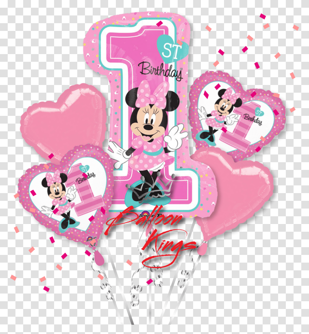 Minnie Mouse With Balloons, Purple, Birthday Cake Transparent Png