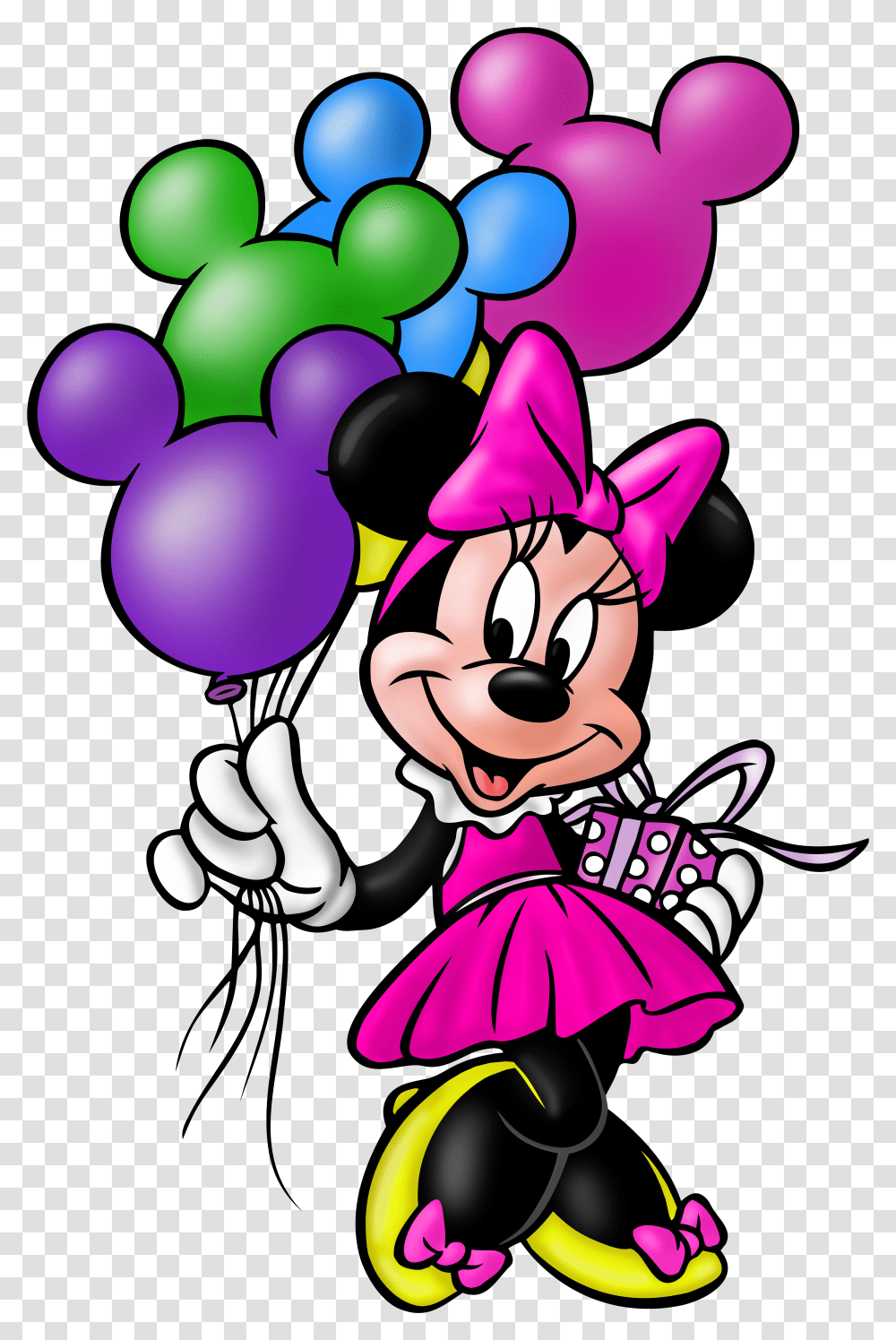 Minnie Mouse With Balloons Transparent Png