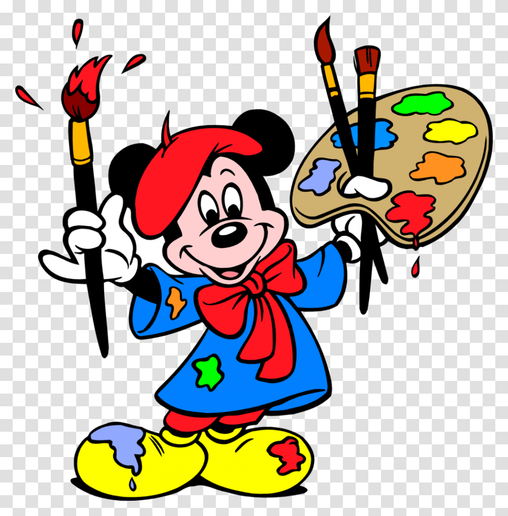 Minnie Paint Painting Clip Art Cartoon Characters Mickey Mouse Doing Painting, Performer, Juggling, Magician, Clown Transparent Png