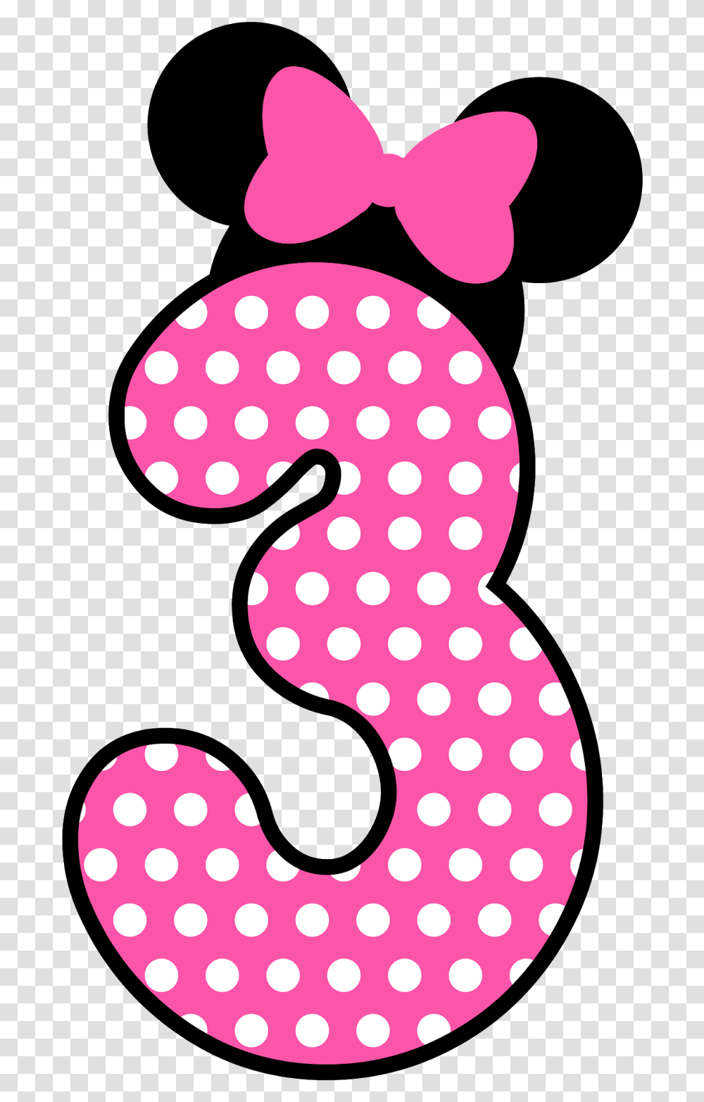Minnie Rosa 3 Imagens Minnie Mouse Number, Texture, Polka Dot, White, Label Transparent Png