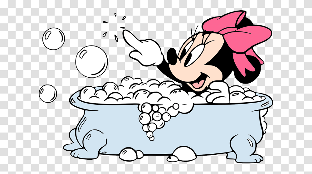 Minnie Taking A Bath, Drawing, Washing, Doodle Transparent Png