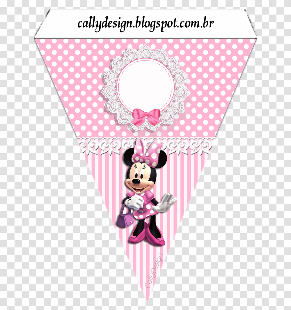 Minnie With Pink Stripes Free Printable Banner Bandeirola Minnie Rosa Para Baixar, Heart, Texture, Kite, Toy Transparent Png