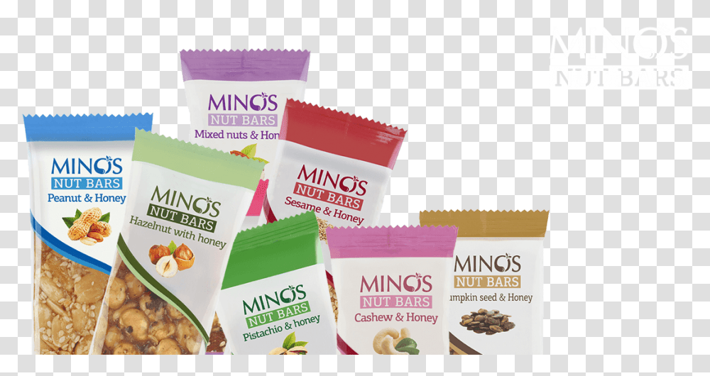 Minos Nuts Bars Corn Flakes, Food, Dessert, Plant, Bottle Transparent Png