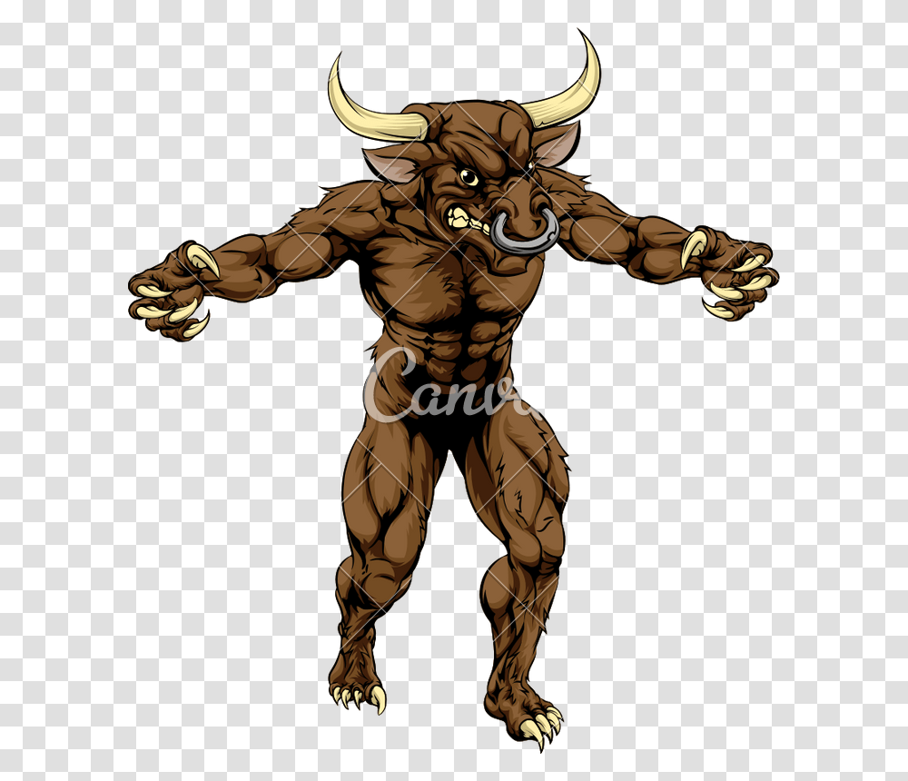 Minotaur Bull Sports Mascot, Hand, Person, Mammal, Animal Transparent Png