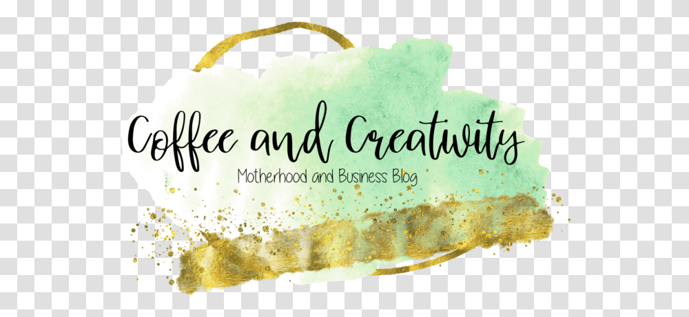 Mint And Gold Logo With Tagline Copy Coffee And Creativity Calligraphy, Text, Label, Handwriting, Bottle Transparent Png