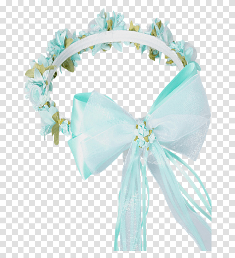 Mint Green Floral Crown Wreath Handmade With Silk Flowers, Apparel, Sash, Accessories Transparent Png