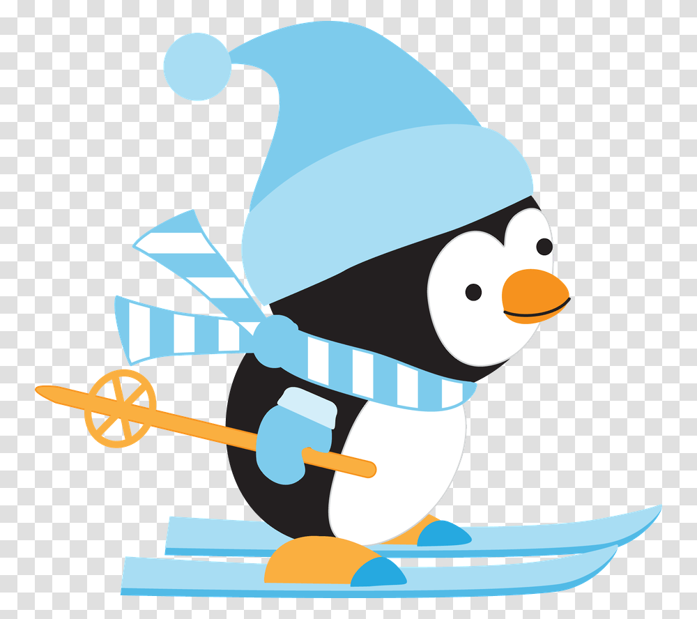 Minus Say Hello Clip Art Christmas Penguin Skiing Clip Art, Outdoors, Nature, Snow, Ice Transparent Png
