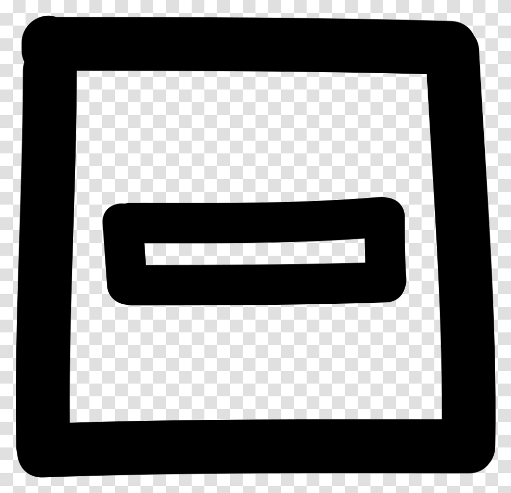 Minus Sign Inside A Square Hand Drawn Symbol Sign, Tablet Computer, Electronics Transparent Png