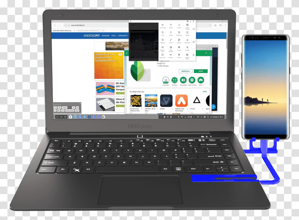 Mirabook With Galaxy Note 8 Dex Razer Phone 2 Laptop, Pc, Computer, Electronics, Computer Keyboard Transparent Png