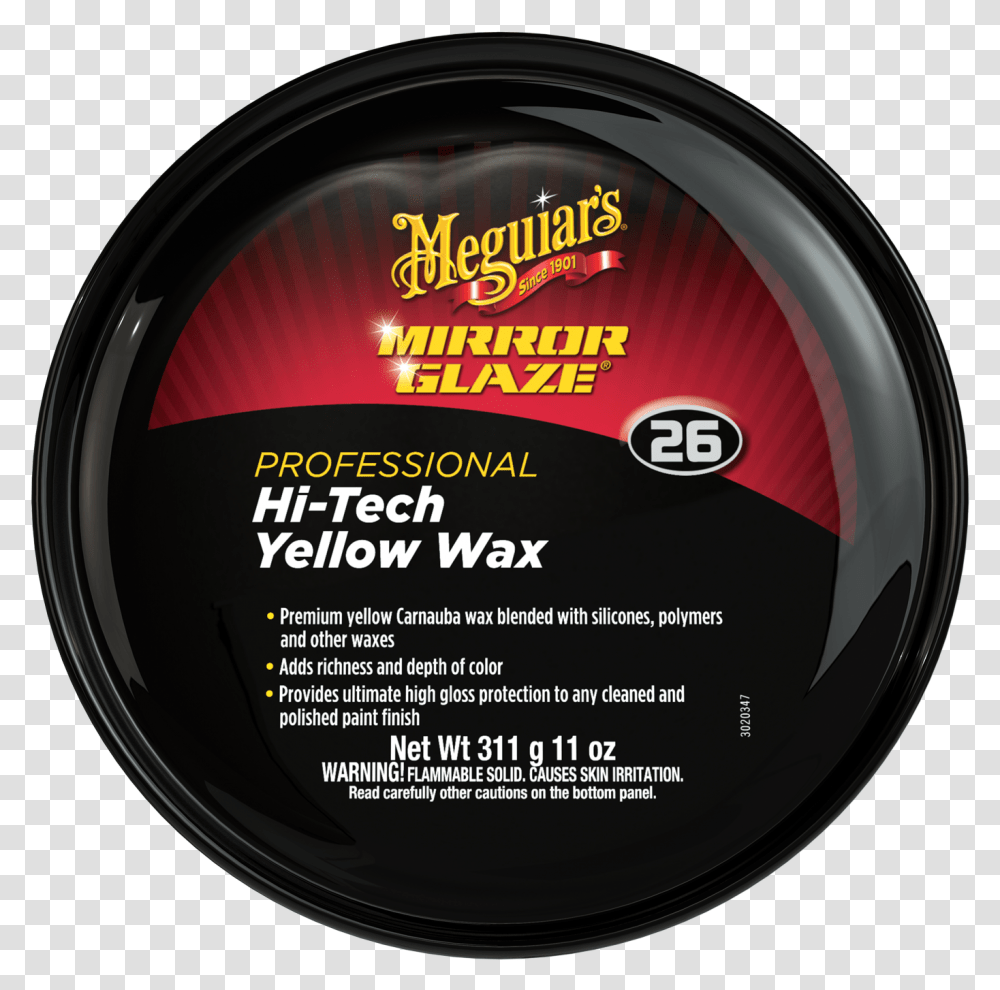 Mirror Glaze Hi Tech Yellow Wax Paste Meguiars, Disk, Label, Barrel Transparent Png