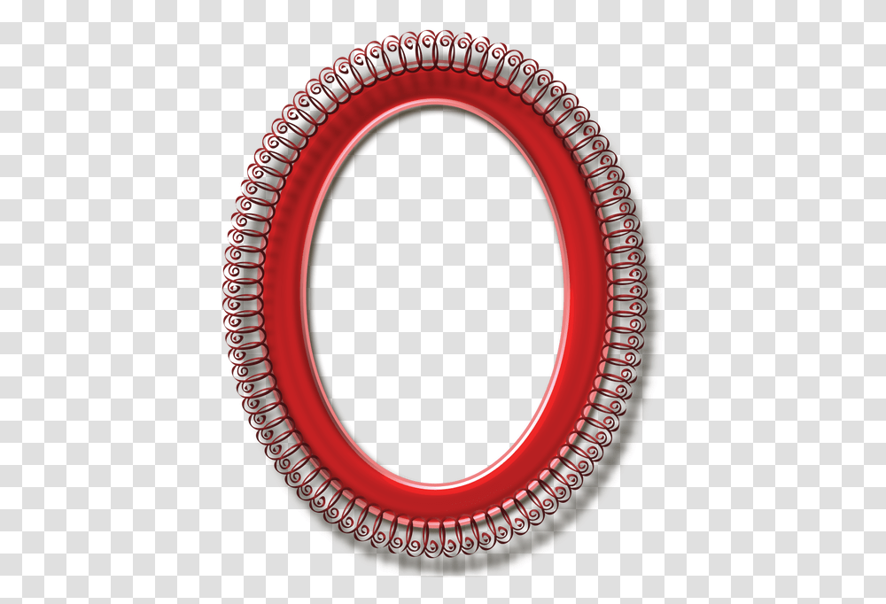 Mirror Oval Red Frame, Spiral, Coil Transparent Png