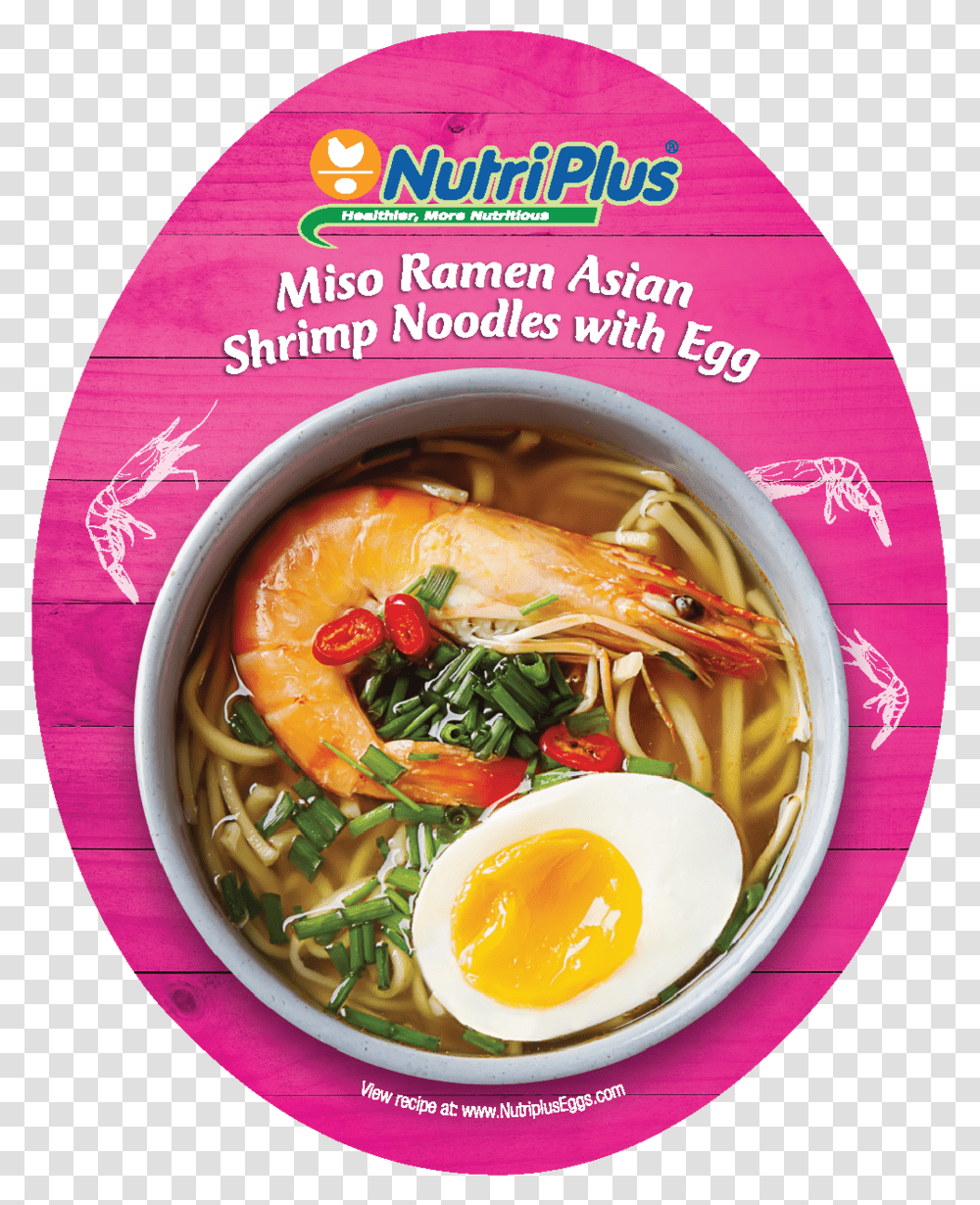 Miso Ramen Asian Shrimp Noodles With Egg Thukpa, Bowl, Dish, Meal, Food Transparent Png