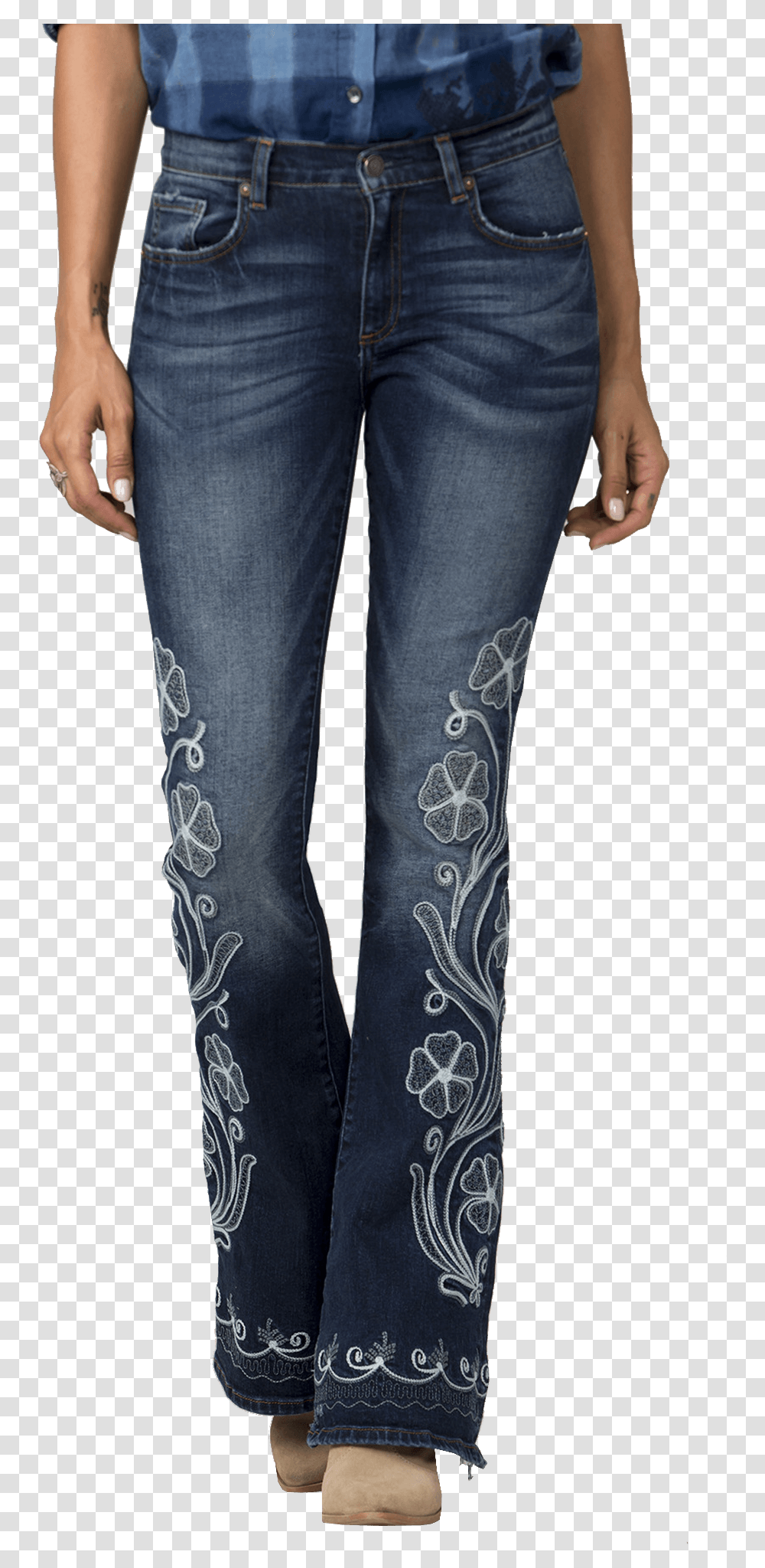 Miss Me Hailey Flare Jean Wfloral Embroidery Pocket, Pants, Apparel, Jeans Transparent Png