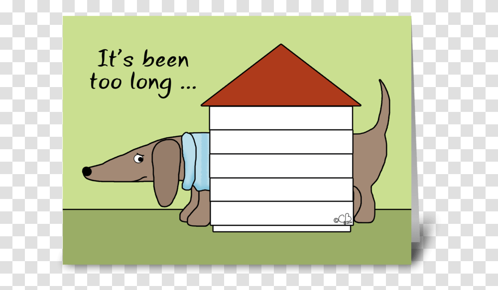 Missing You Dachshund In Dog House Greeting Card Cartoon, Building, Den Transparent Png