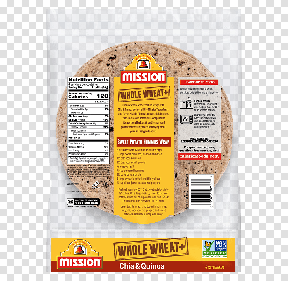 Mission Whole Wheat Tortilla Chia, Food, Menu, Advertisement, Poster Transparent Png