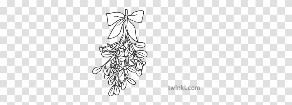 Mistletoe Black And White 2 Mistletoe Black And White, Floral Design, Pattern, Graphics, Art Transparent Png