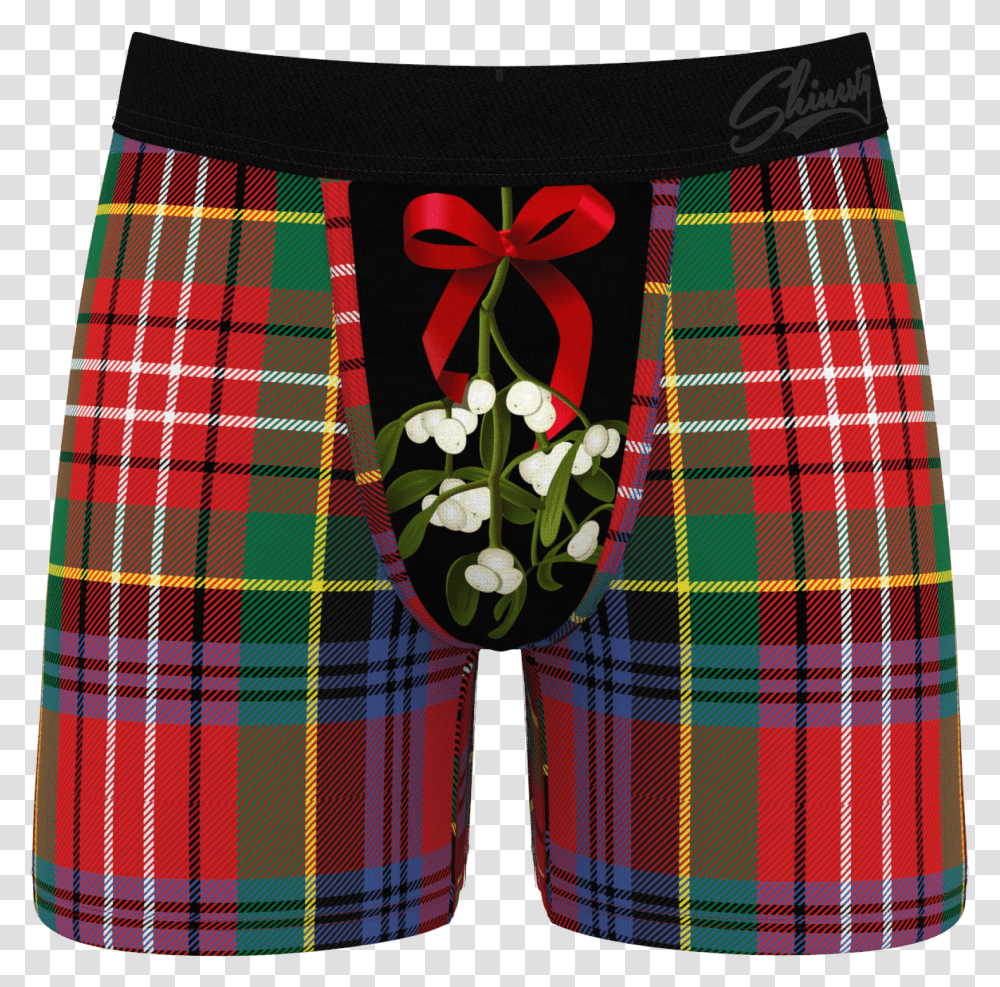Mistletoe Plaid Ball Hammock Christmas Boxers Tartan, Apparel, Skirt, Purse Transparent Png