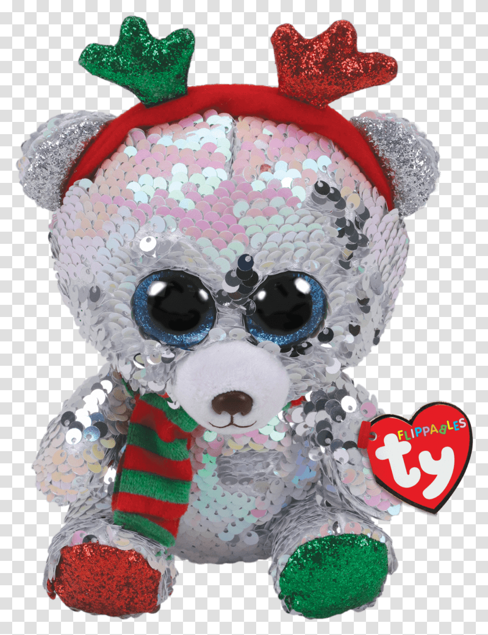 Mistletoe Reversible Sequin Bear Wantlers Medium Beanie Boo Christmas Flippables, Robot, Toy, Snowman, Winter Transparent Png