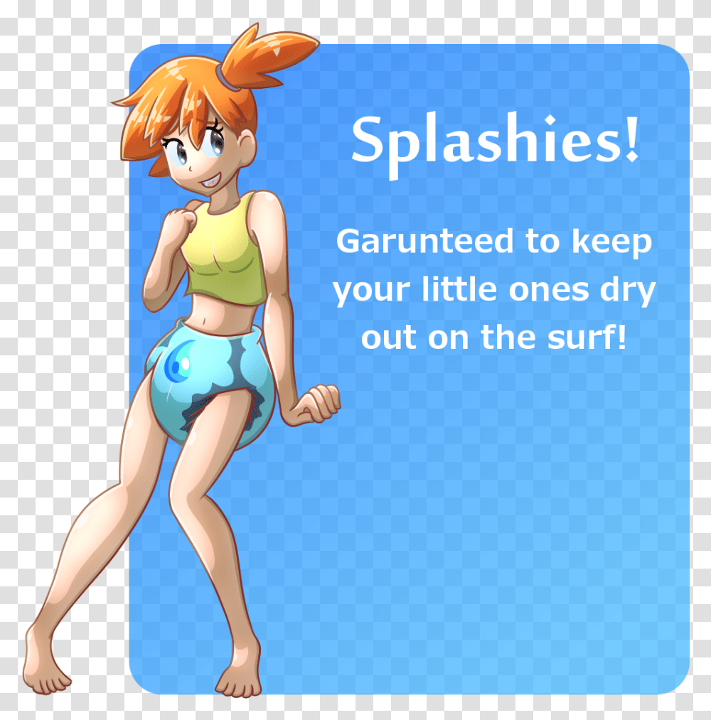 Misty Uses Splahies Misty In Diapers, Person, Female, Book, Shorts Transparent Png
