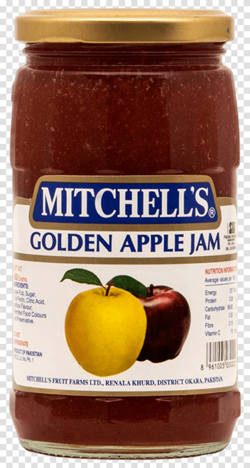 Mitchells Jam Golden Apple 450 Gm Mitchells Golden Apple Jam, Food, Fruit, Plant, Jar Transparent Png