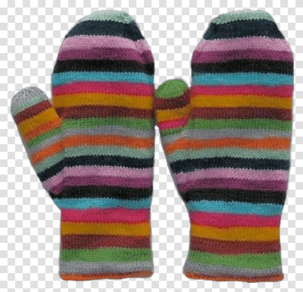 Mittens Knitted Stripped Gloves Winter Aesthetic Transparent Png