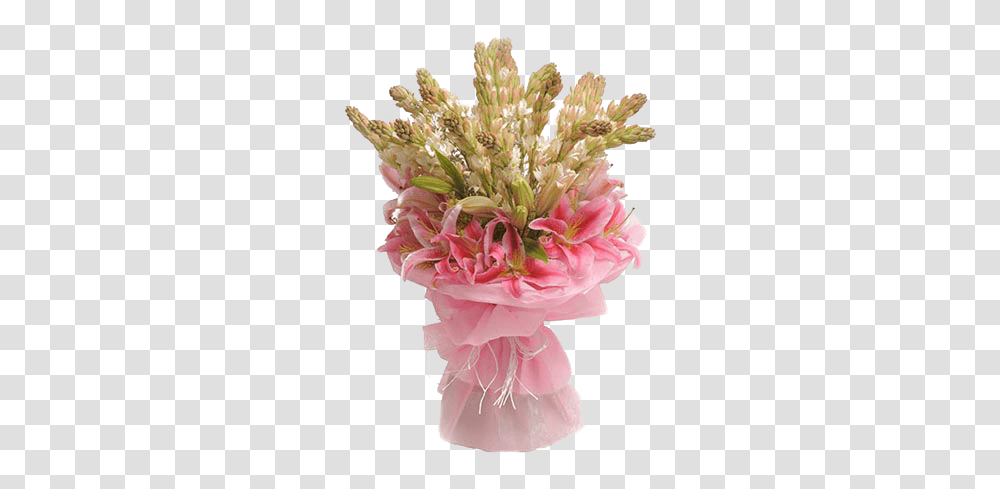 Mix Flowers Bunch Of Tube Roses & Oriental Lilies - Sushma Bouquet, Plant, Blossom, Flower Bouquet, Flower Arrangement Transparent Png