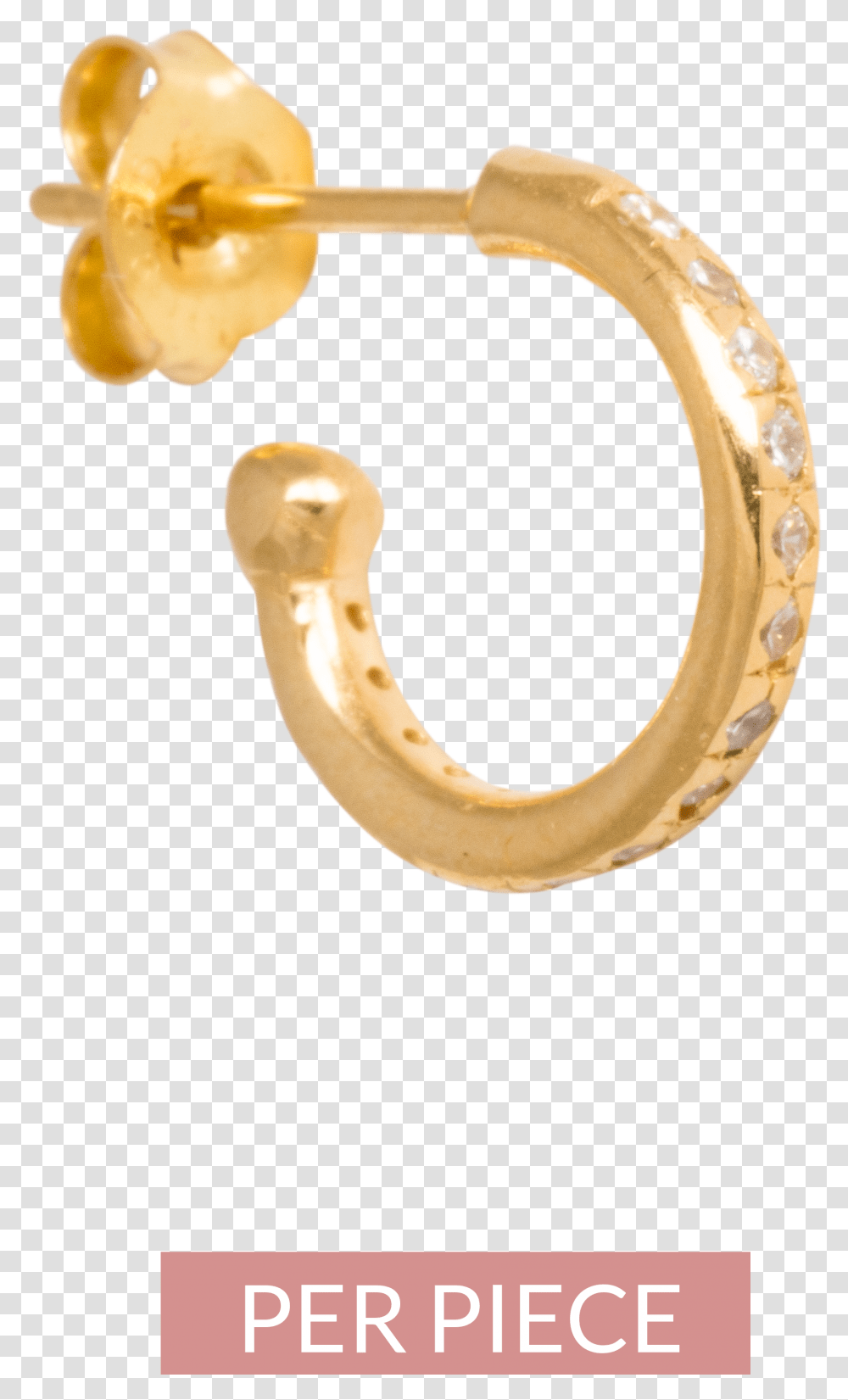 Mix & Match Single Zirconia Hoop In Gold Plated Sterling Silver Earring, Banana, Fruit, Plant, Food Transparent Png