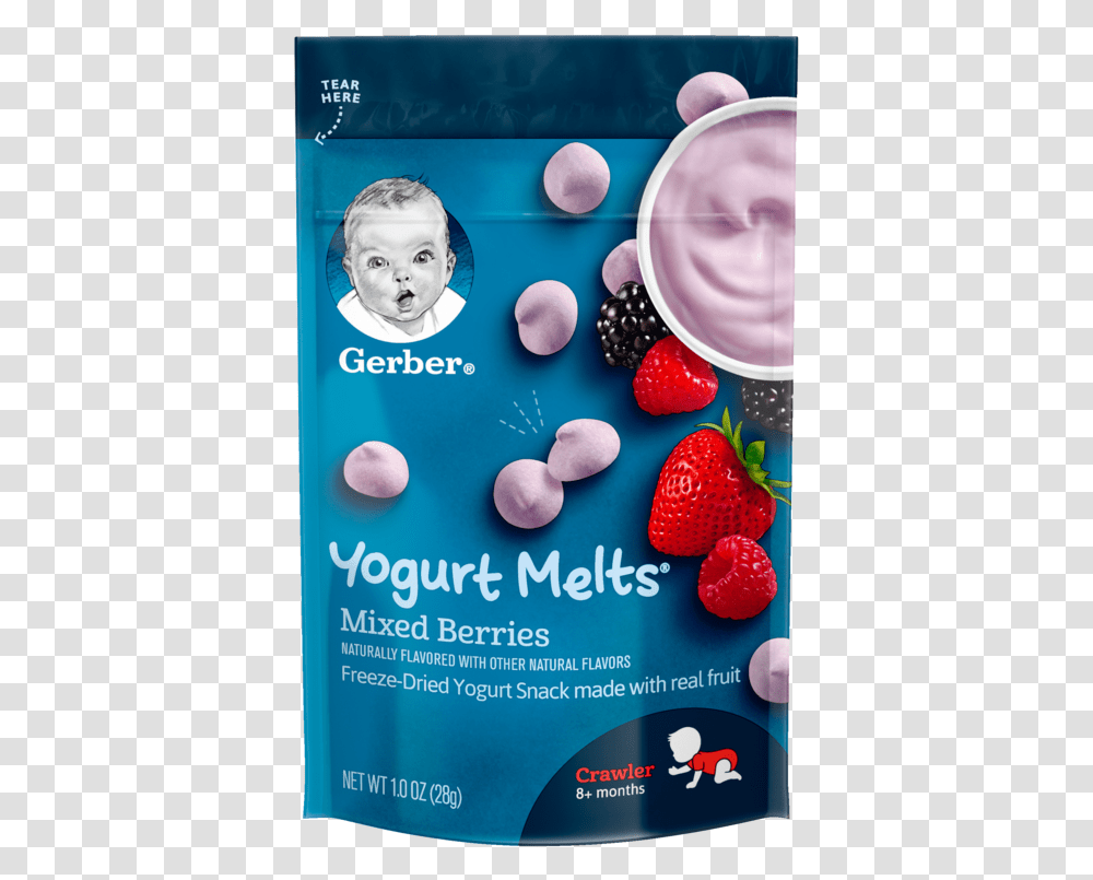 Mixed Berries Gerber Yogurt Melts, Plant, Person, Food, Strawberry Transparent Png