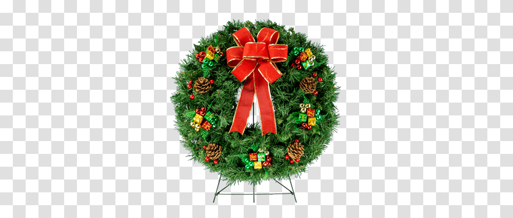 Mixed Ornamets With Burlap Bow Wide Christmas Saddles For Headstones, Christmas Tree, Ornament, Plant, Wreath Transparent Png
