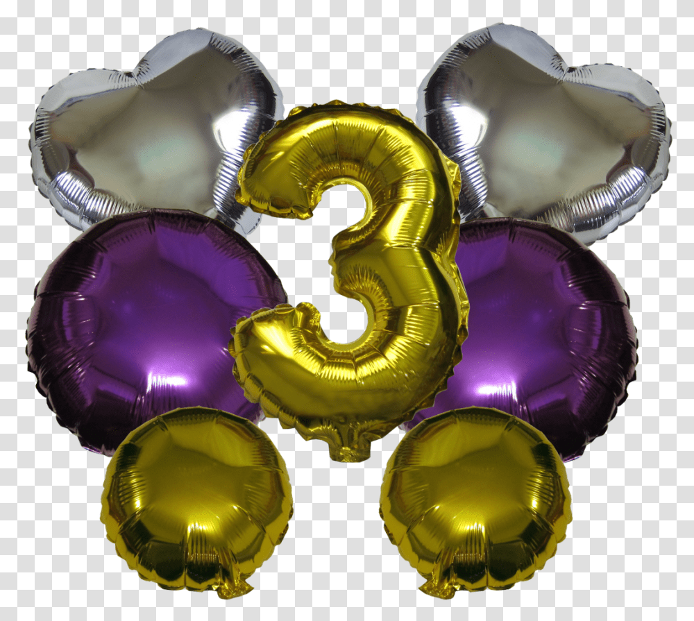 Mixed Shapes Number Mylar Balloons Gold Purple Silver Gemstone, Sphere, Aluminium, Ornament, Pattern Transparent Png