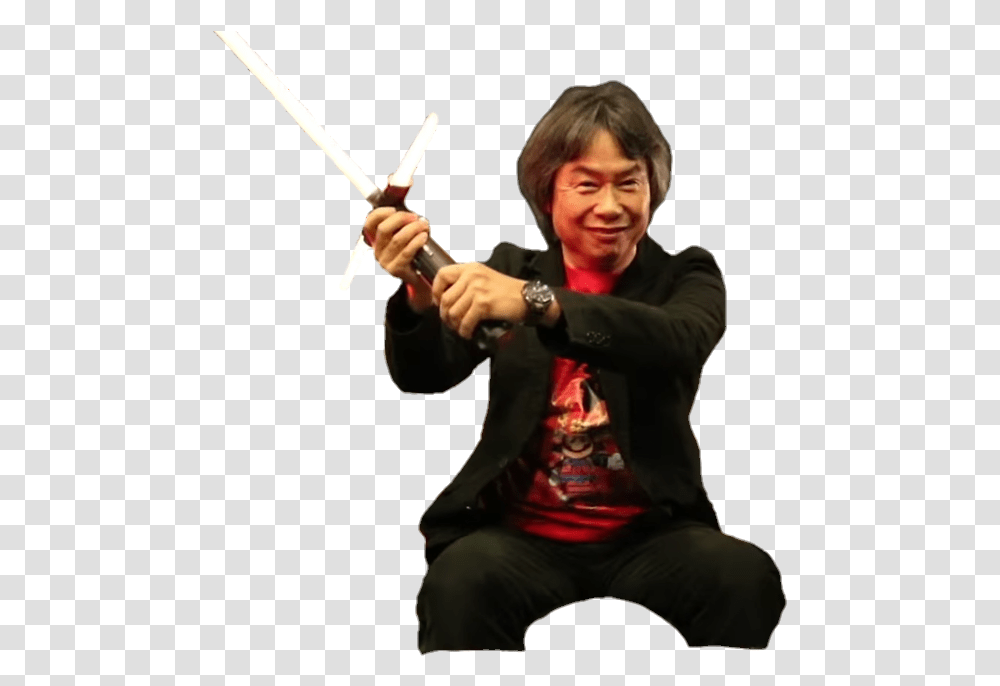 Miyamoto Shigeru Miyamoto Lightsaber, Person, Performer, Portrait, Face Transparent Png