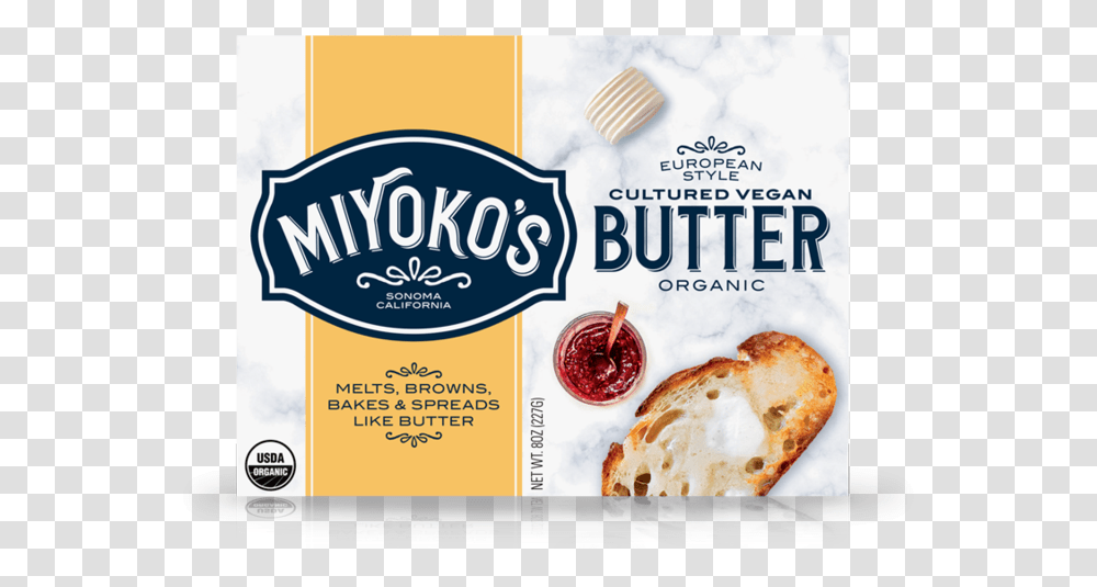 Miyokos Vegan Butter Miyoko's Cultured Vegan Butter, Bread, Food, Flyer Transparent Png