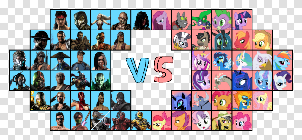 Mk Vs Mlp Roster Cartoon, Person, Human, Collage, Poster Transparent Png