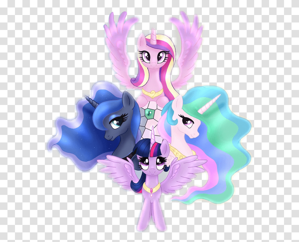 Mlp Allfourprincesses Cadence Twilightsparkle Celestia Love My Little Pony Princesses, Pattern, Floral Design Transparent Png