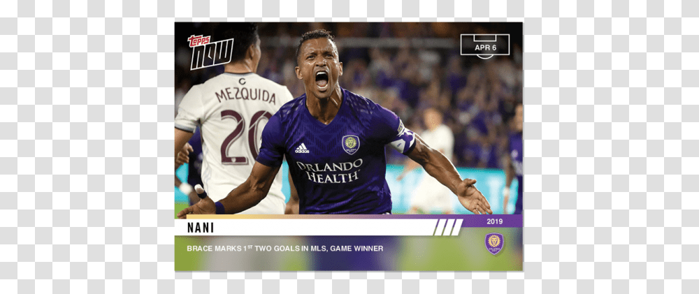 Mls Topps Now Card Nani Orlando City, Person, Sport, Sphere, People Transparent Png