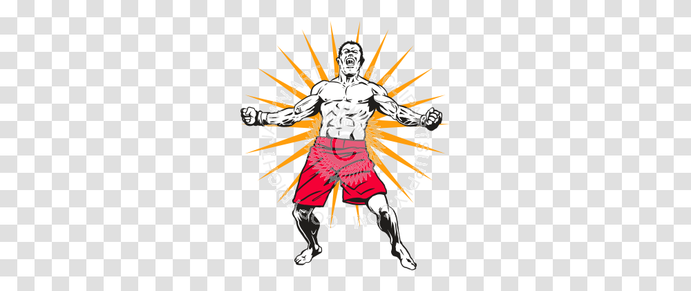 Mma Fighter With Star Background, Person, Hand, Poster, Advertisement Transparent Png