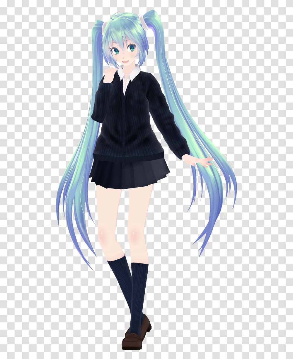 Mmd Tda School Uniform Miku, Apparel, Skirt, Doll Transparent Png