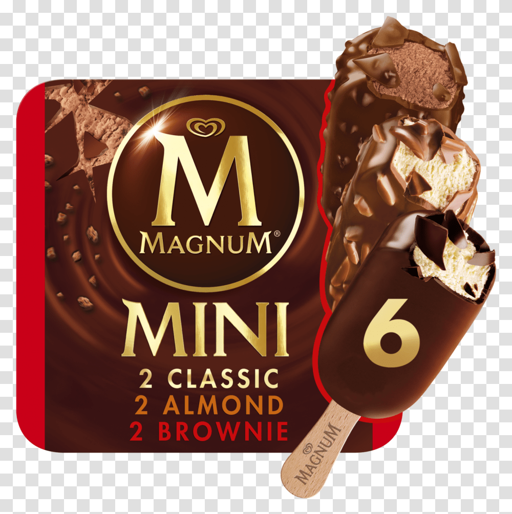 Mn Mini Classic Almond Brownie Mini Magnum Classic Ice Cream, Advertisement, Flyer, Poster, Paper Transparent Png