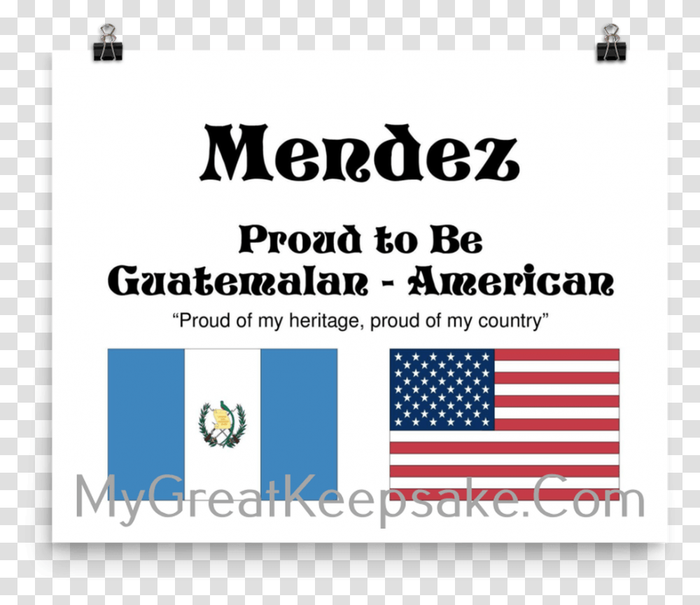 Mndez Proud Heritage Guatemala Flag, Symbol, Text, American Flag, Flyer Transparent Png