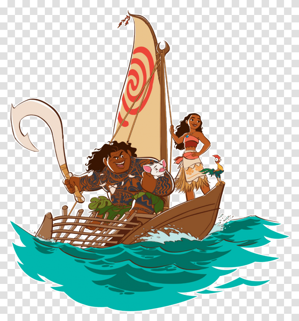 Moana And Maui On Boat, Vehicle, Transportation, Gondola, Birthday Cake Transparent Png