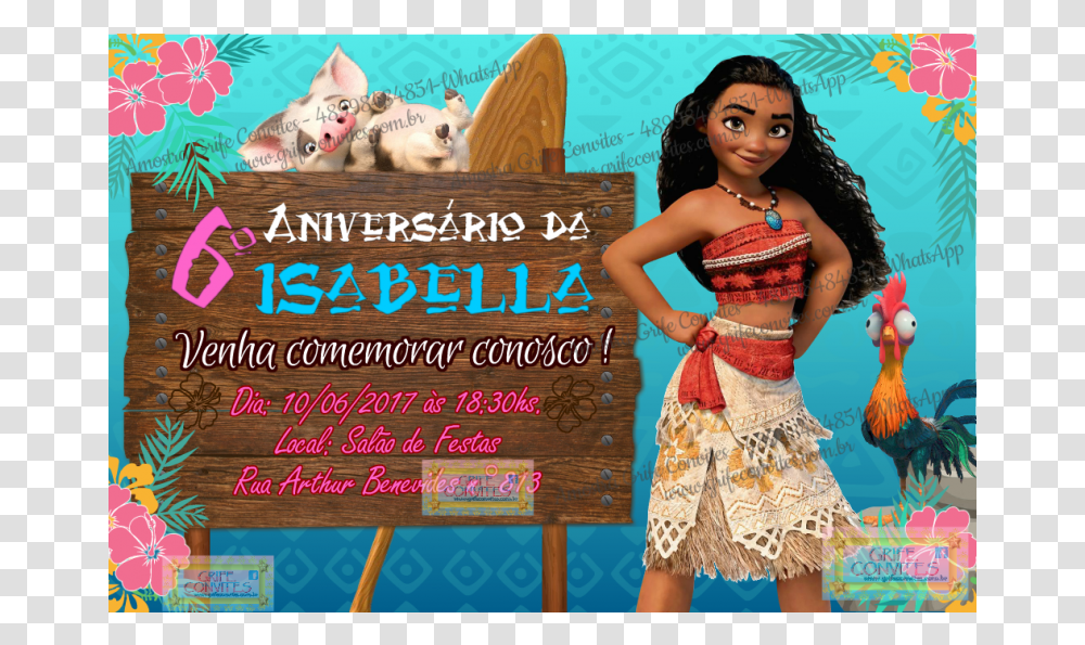 Moana Convites, Female, Person, Doll, Toy Transparent Png