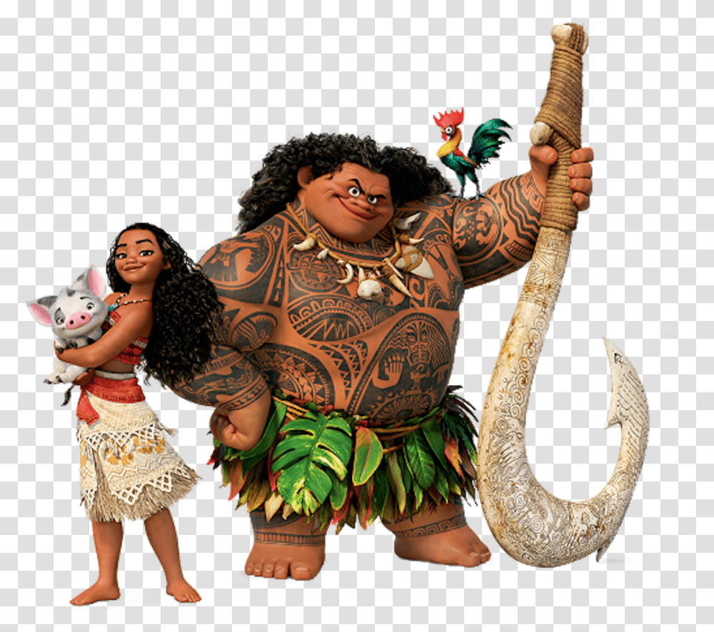 Moana Maui Pua And Hei Hei, Person, Hair, Skin, Festival Transparent Png